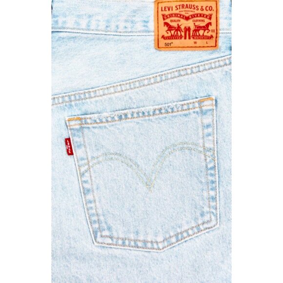 NEW! Levi's 501 Denim Jean Shorts Distressed Button Fly Cutoff Blue SZ 34 - Picture 5 of 8